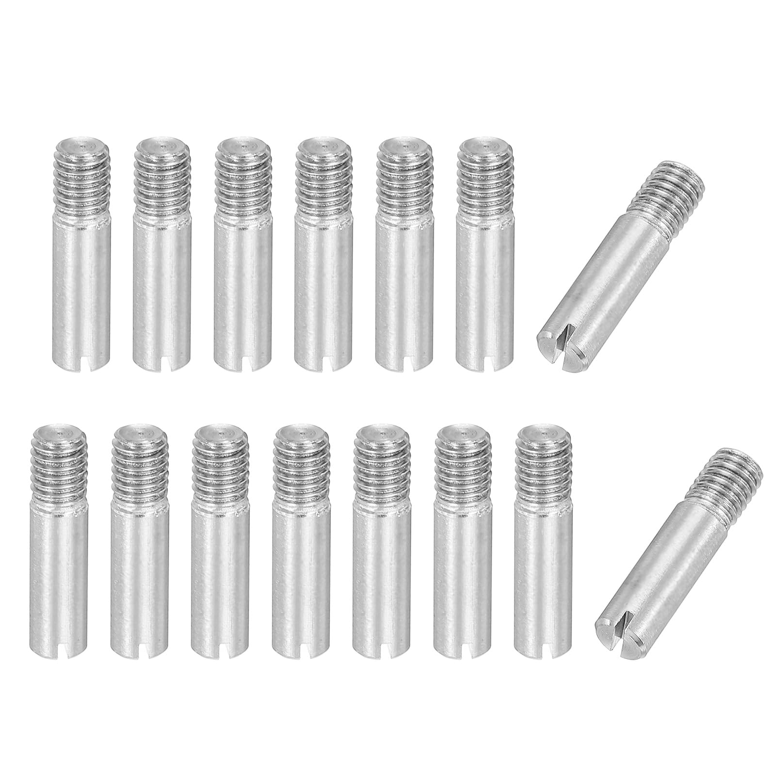 PATIKIL M5 x 20mm Slotted Cylindrical Pin, 15 Pcs 304 Stainless Steel Dowel External Thread Slotted Pin Screw for Home Furniture Cabinet Improvement, Silver Tone