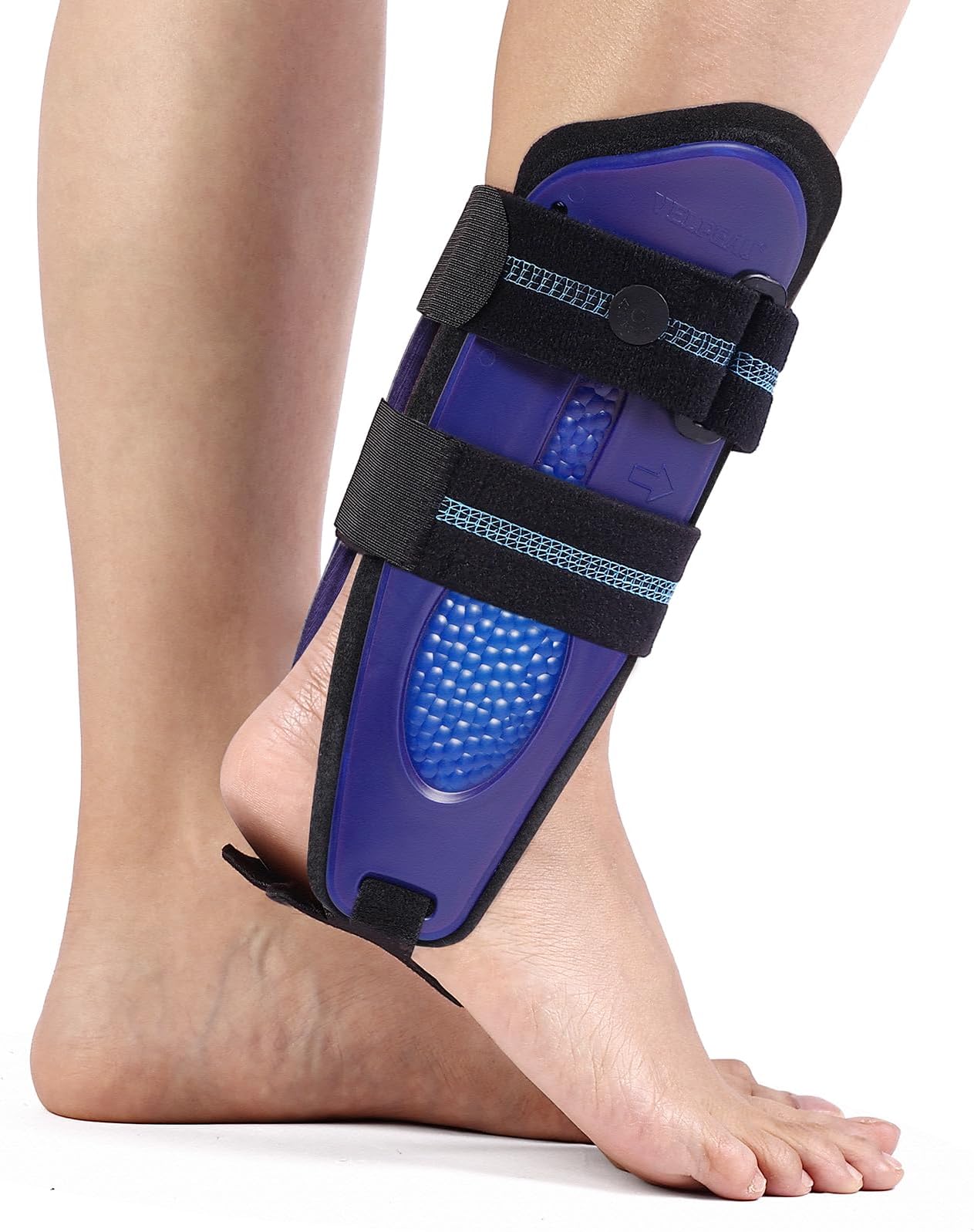 Velpeau Ankle Stabilizer Brace for Sprain, Ligament Injury (Grade 1 to 2), Tendonitis, Adjustable Stirrup Ankle Support Splint for Women and Men,Reversible Left & Right Feet, One Size(Foam Pads, Blue)