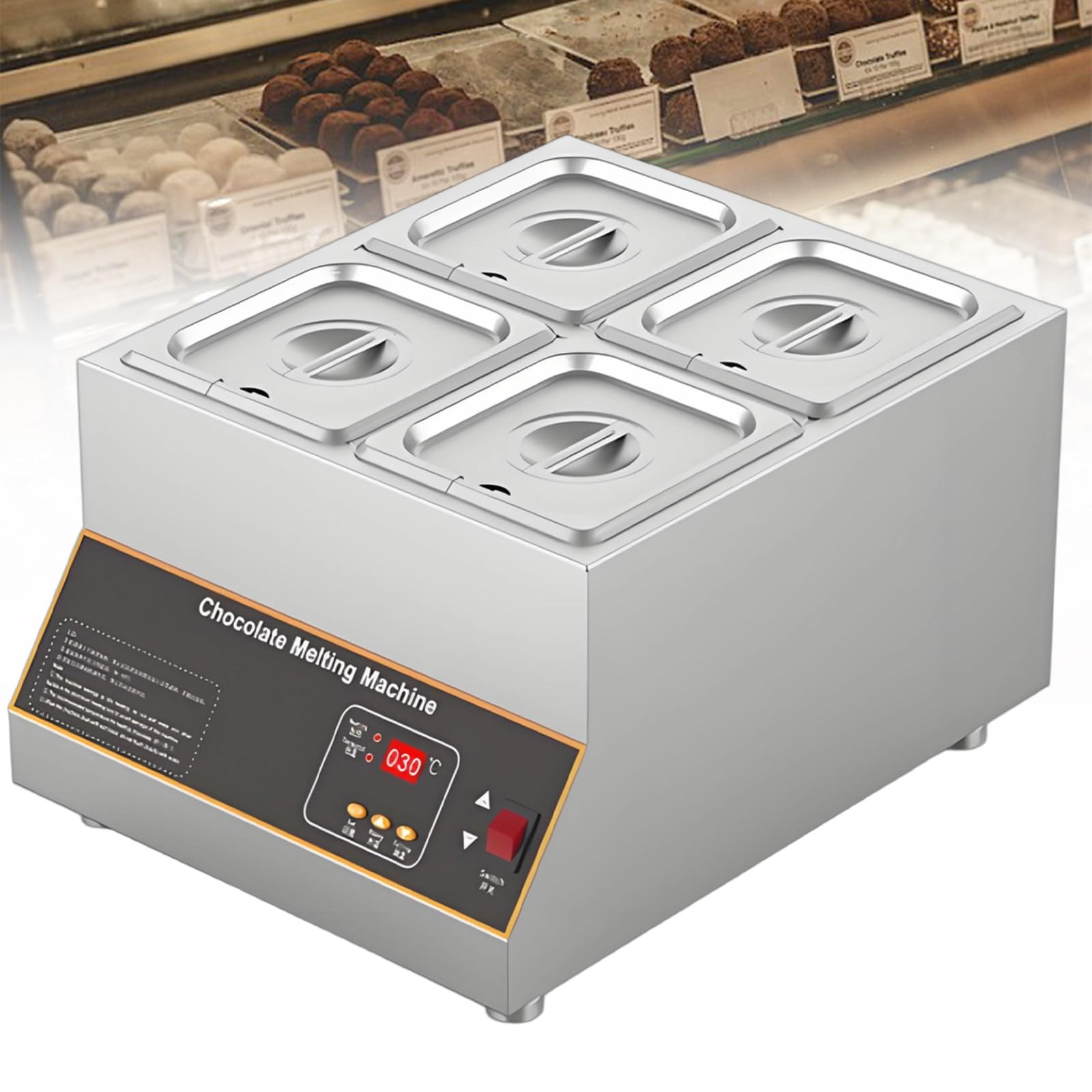 Macchina per Temperare Il Cioccolato Commerciale con Display LCD, Temperatura Regolabile 0-95°C, Ideale per Sale da tè, Bar, Latte e Servizi di Catering 4cylinder