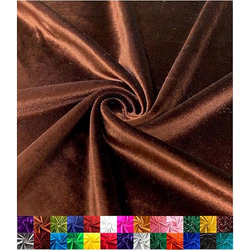 Barcelonetta | Stretch Velvet Fabric | Luxury & Soft | Velvet Fabric | 60" Wide Roll | 10% Spandex | Sewing, Apparel, Upholstery (Brown, 2 Yards)