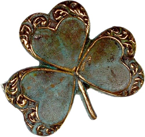 Verdigris - Pin decorativo de trébol de trébol de pátina de latón Latón Verdigris - Pin decorativo de trébol de trébol de pátina de latón Latón