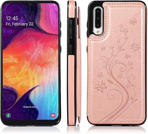 Vista 17 de Funda de teléfono para Samsung Galaxy A50 con protector de pantalla de vidrio templado y tarjetero con soporte para tarjetero, accesorios de cuero