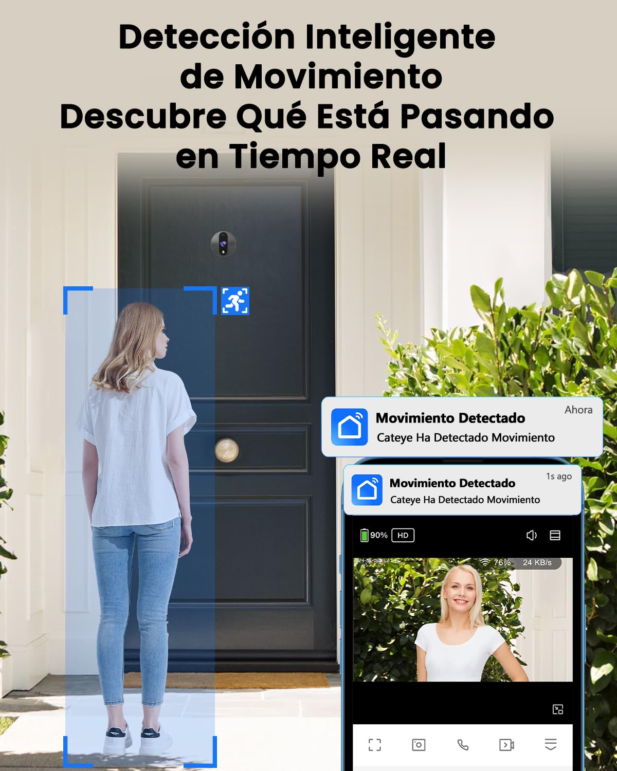 Bextgoo Mirilla Digital Puerta, 2K Videoportero con Pantalla Interior 4,3" | con Tarjeta 64GB, Batería 8000mAh, Gran Angular 170°, Detección IA, Audio Bidireccional, Visión Nocturna, para Pisos y Casas