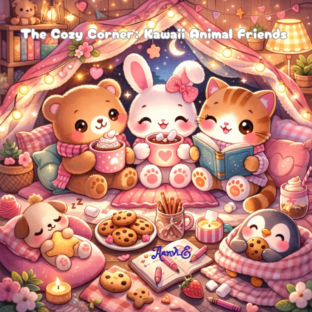 The Cozy Corner: Kawaii Animal Friends: Cozy Animal Coloring Pages for Stress Relief and Relaxation