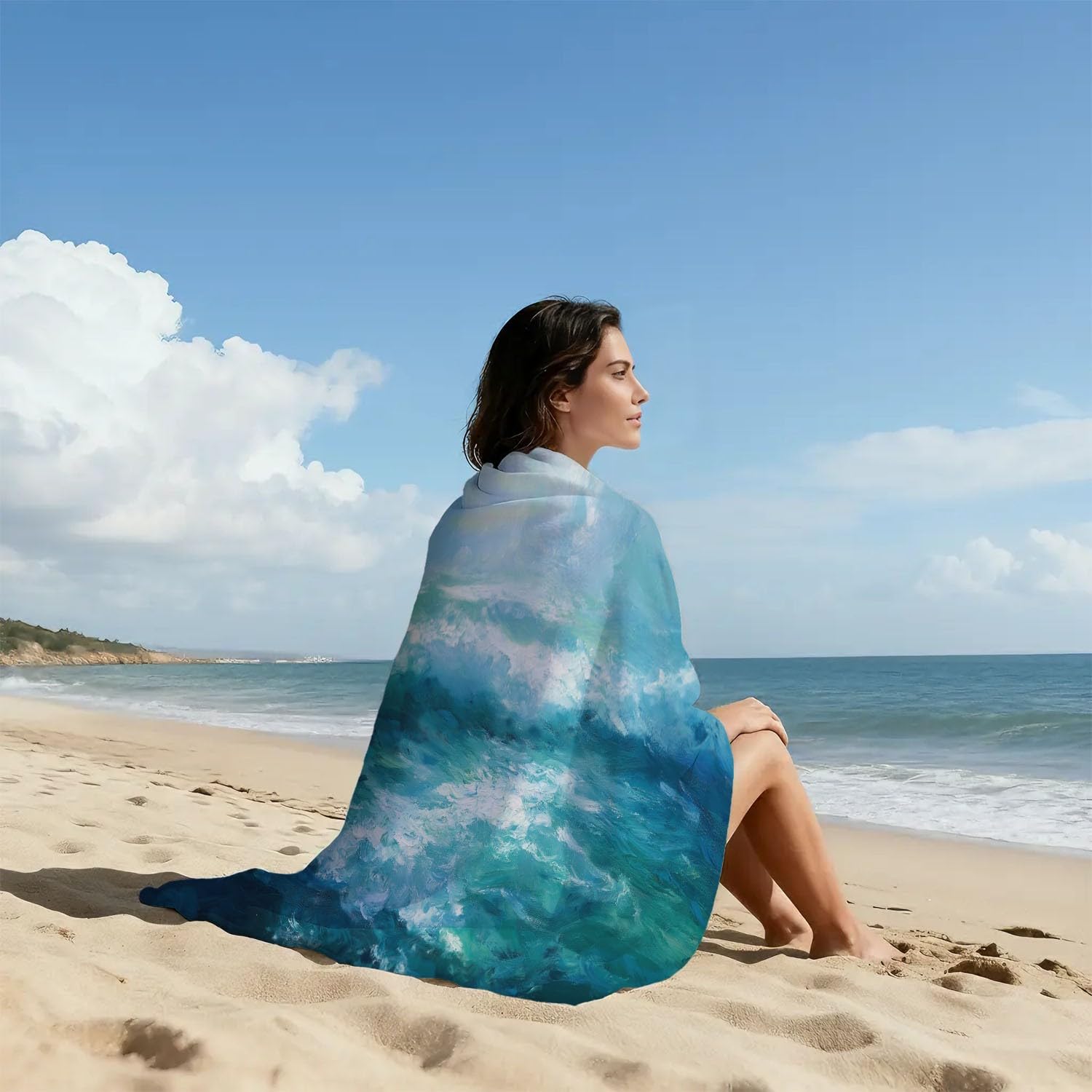 Sanft, Frisch, Warm Strandtuch 230 x 210 cm - Strandtuch trandtuch Leichtdünn Weich Meer, Ozeanlandschaften,für Strand, Pool, Yoga, Picknick