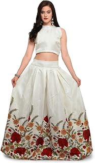 Gallery's Women's Taffeta Silk Bangalori Satin Long Skirt Gown and Top Lehenga Choli