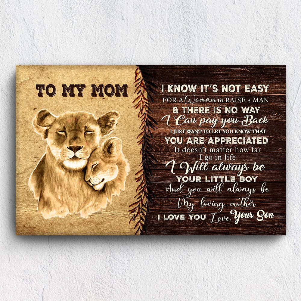 Kreativfy Custom Name to My Mom Wooden Frame Canvas for Mom, Gift for Mother's Day, Birthday, Thanksgiving from Son, I Will Always Be Your Little Boy Wall Art Décor for Bedroom, Living Room