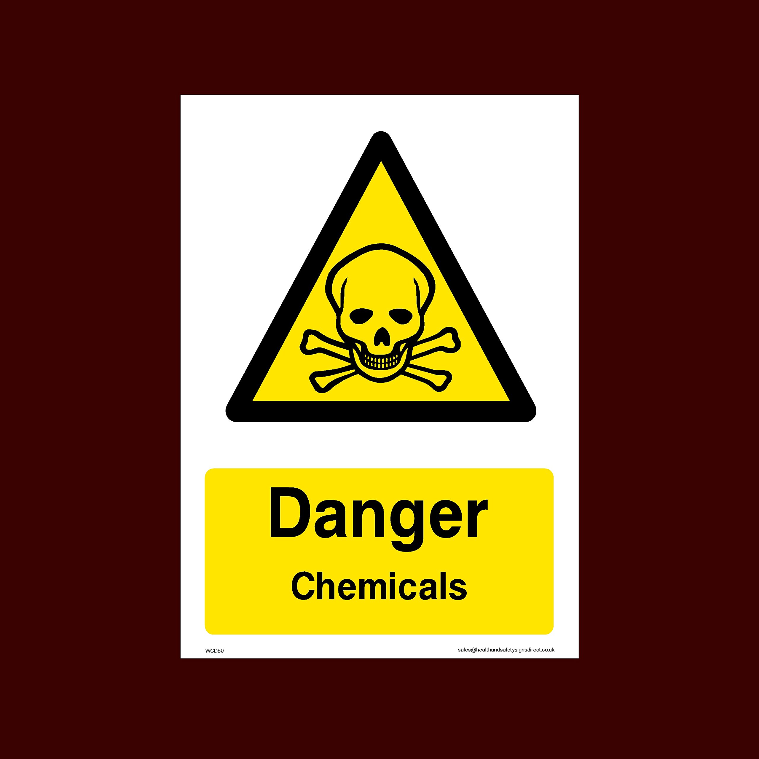 Ussp&S Danger Chemicals Sticker/Self Adhesive Sign (Wcd50) - Danger, Acid, Corrosive, Hazardous, Chemicals, Harmful, Oxygen, Irritant