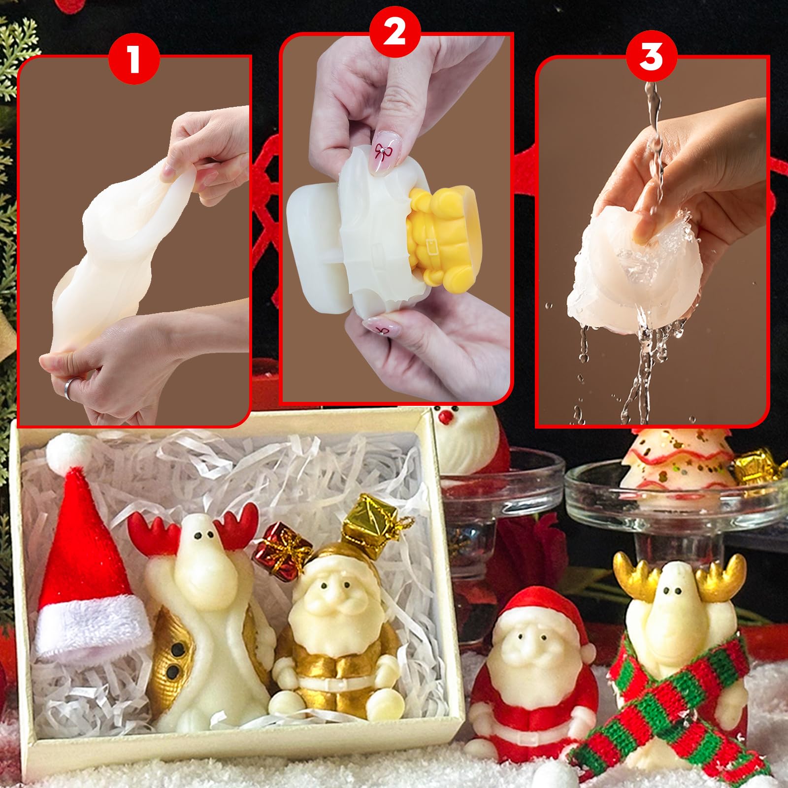 Moule En Silicone Père Noël 3D – Pour Bougies, Chocolats Ou Décorations De Noël