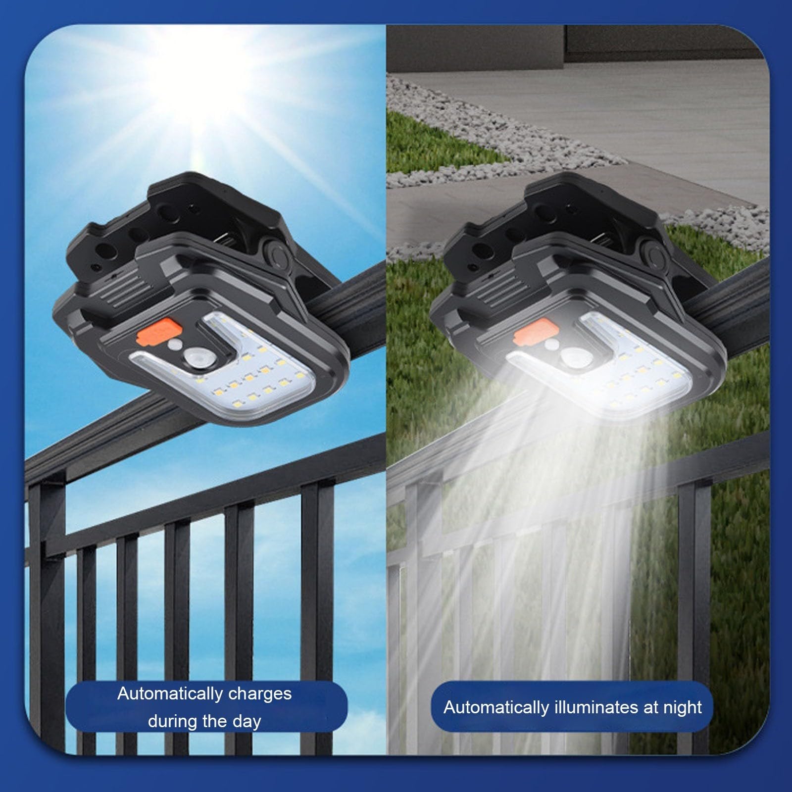 Solarne światła bezpieczeństwa LED z czujnikiem ruchu lampa USB, automatyczne włączanie/wyłączanie, 4 lampy zatrzaskowe do ogrodu, garażu, podjazdu, patio, podwórza, werandy, schodów, balkonu