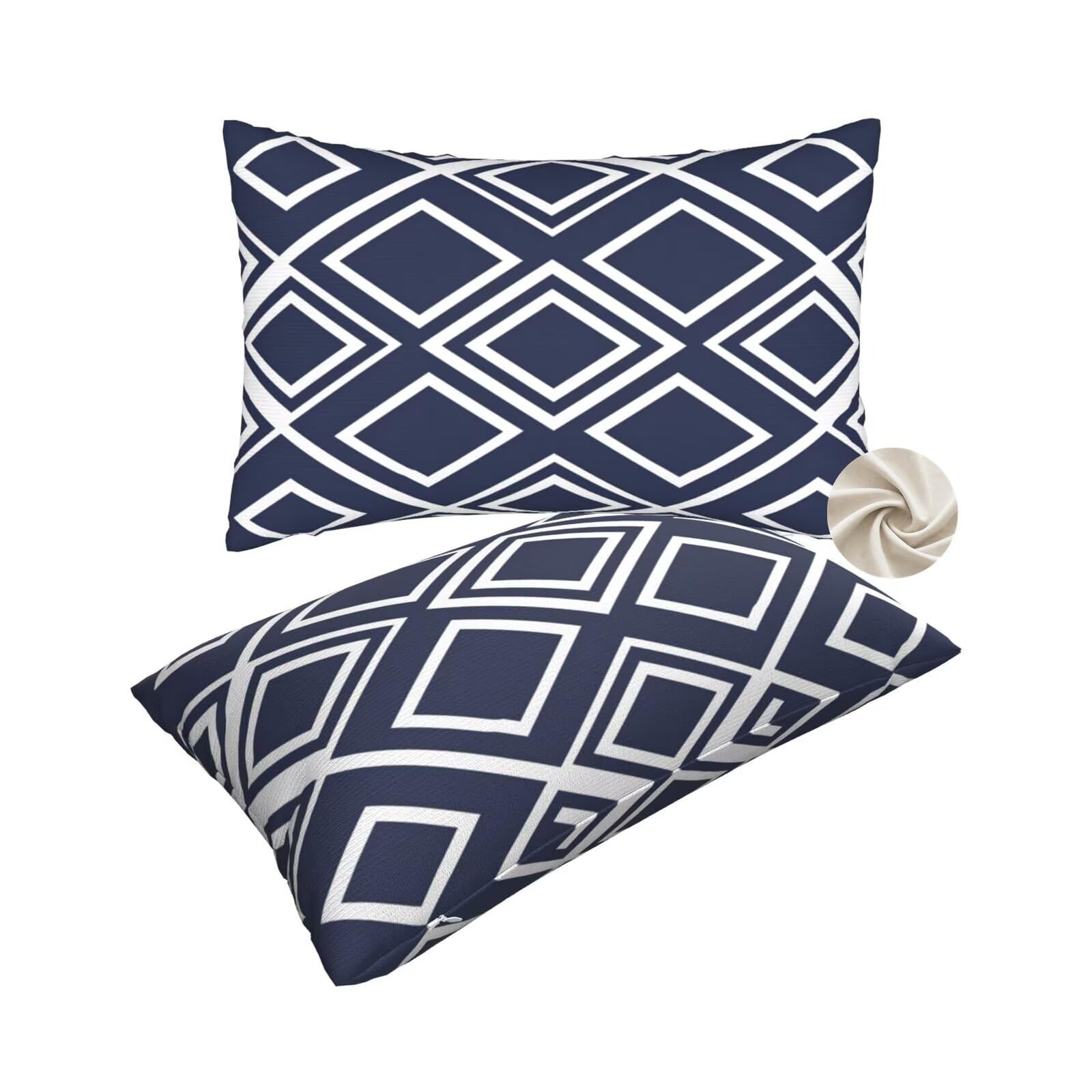 Housses de coussin 50x70 cm géométrie chic en bleu marine de haute qualité