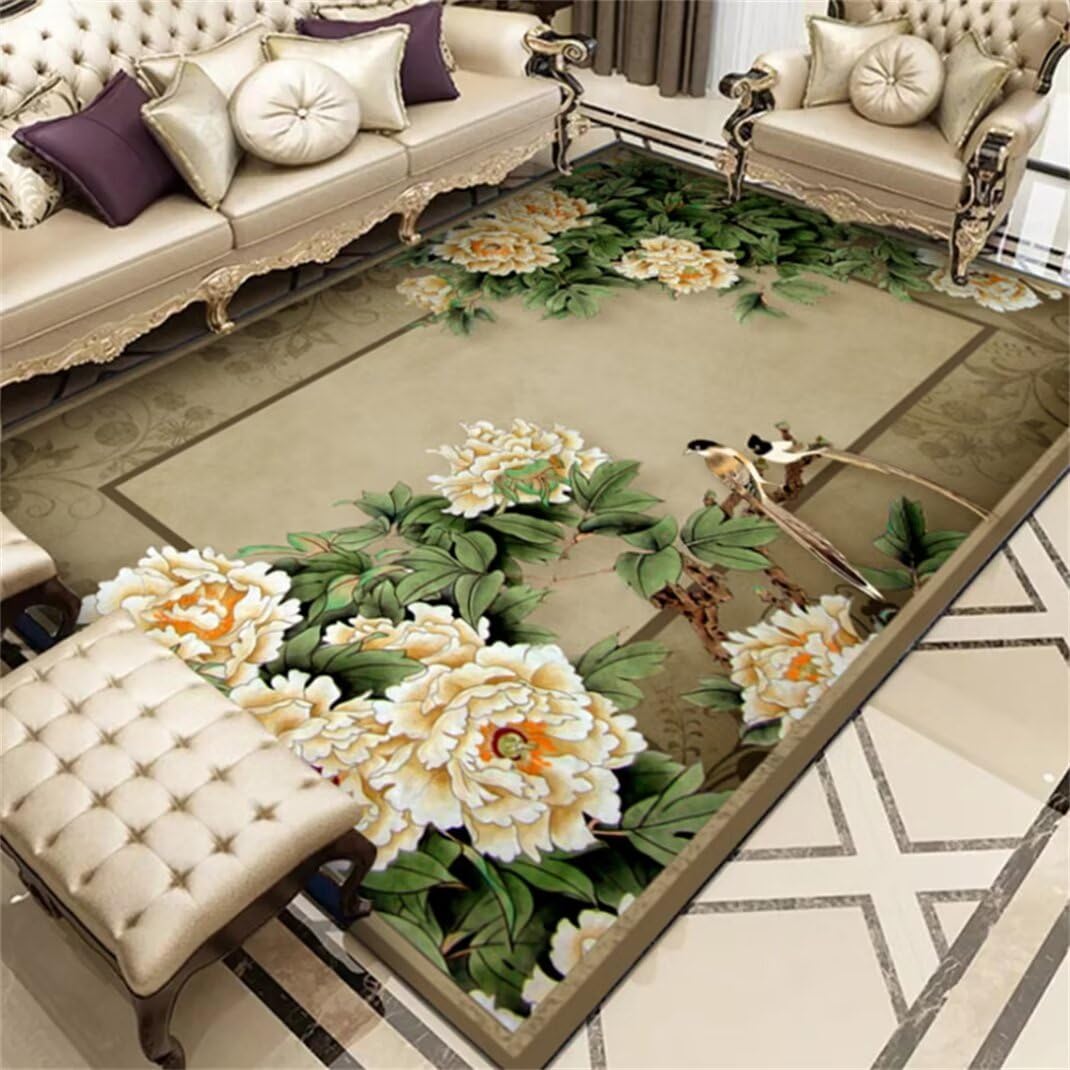 Tapis pour Enfant Tapis Salon Lavable Vert 120X180Cm Motif Classique