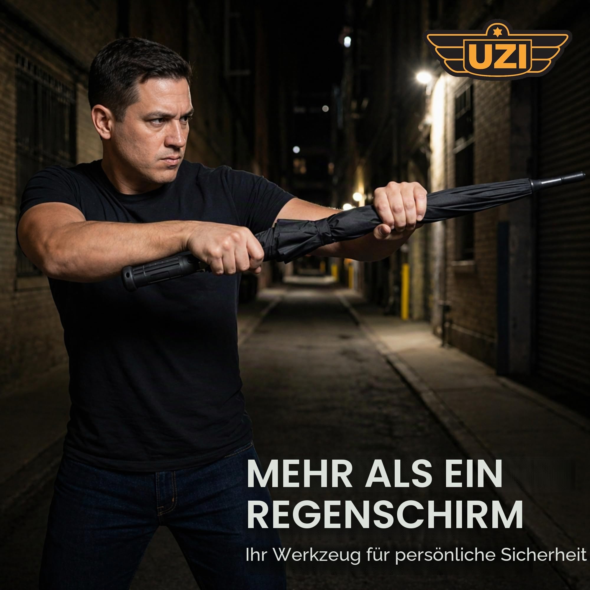 Uzi Tactical Self Defense Umbrella – Windproof Unbreakable Fiberglass Carbide Tip – Lightweight Large Portable Travel Umbrella