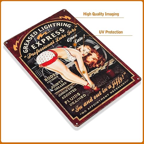 Miniatura 2 de dingleiever -Engrasado Lightning Pin Up Girl Sign This "Professional Lube Jobs" Pin Up Girl Sign is a Great Garage or Man Cave Sign