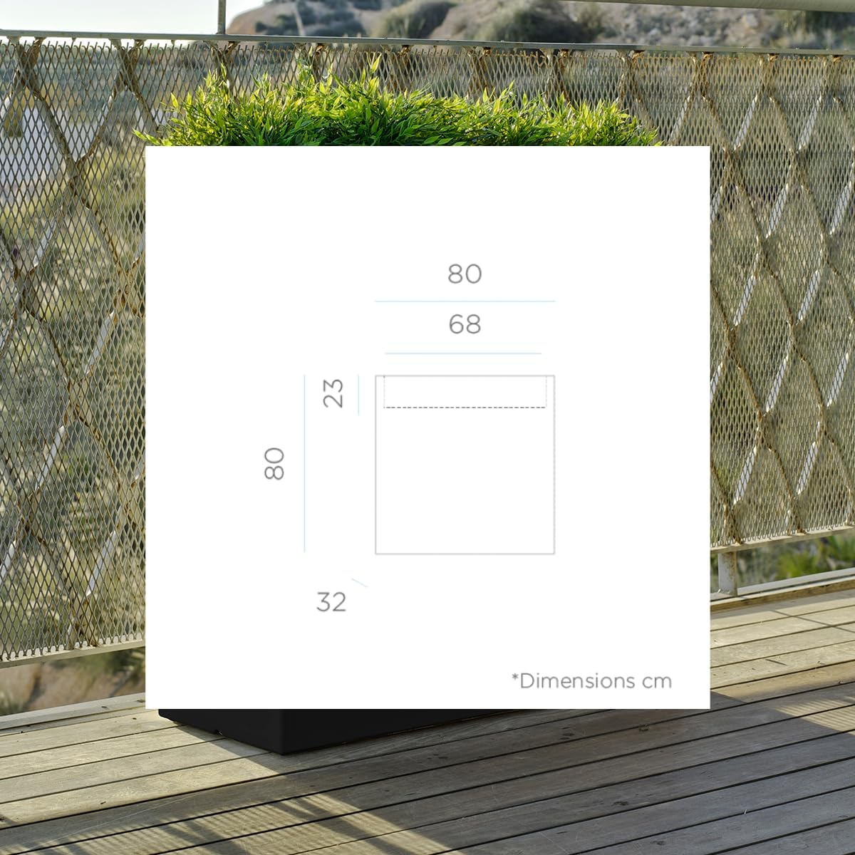 Hight Rectangular Planter 80 cm Height, Polyethylene, Outdoor/Indoor, for Plants and Flowers, 80 x 32 x 80 cm (Black)