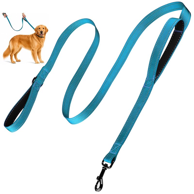 Guia de adestramento para cães com alça dupla e faixa refletiva HOSCAPE, 1,83 m, Blue+Black