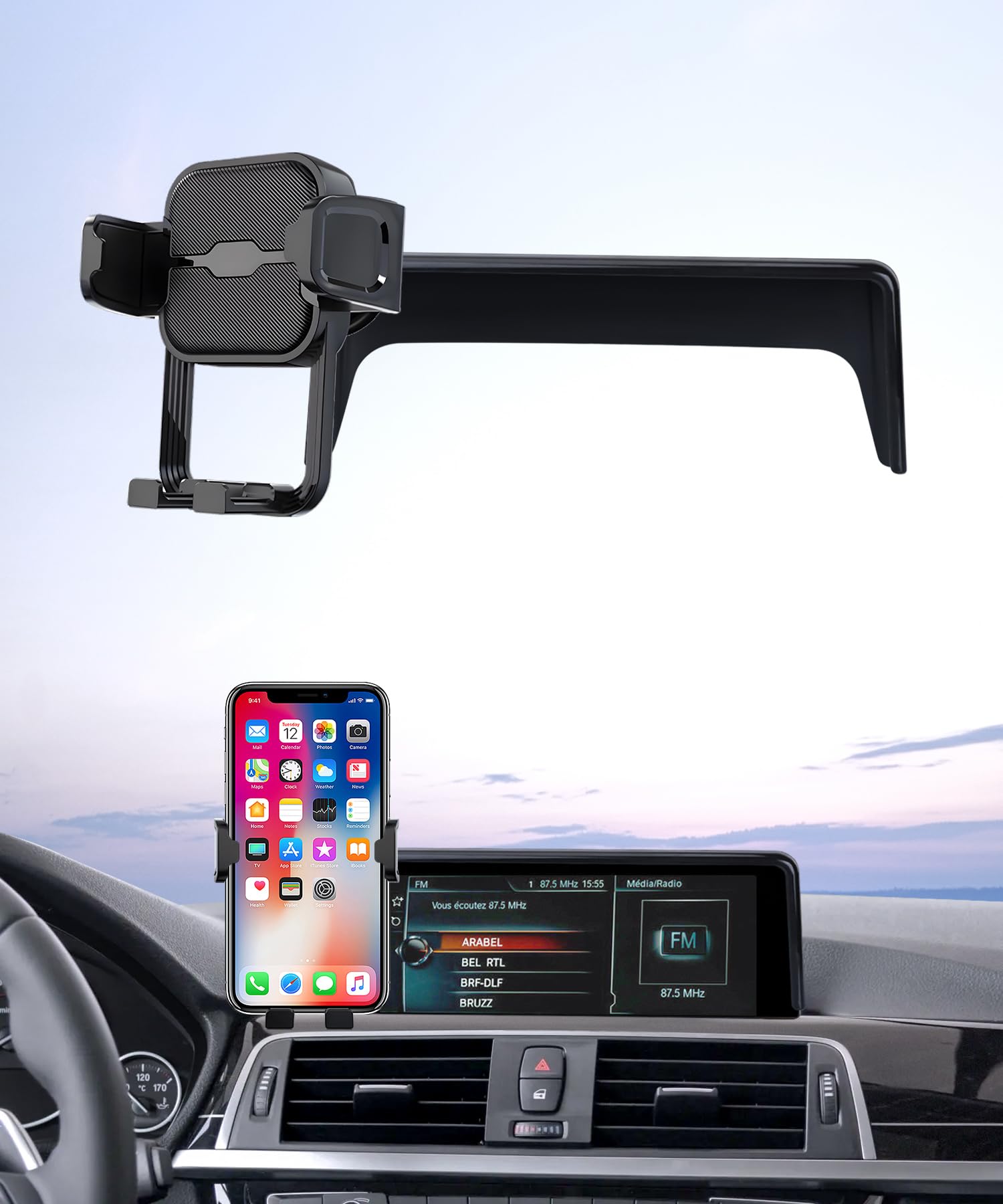 Samochodowy uchwyt na telefon do BMW serii 3 2012-2018/4 serii 2014-2020/2 serii 2014-2021, obrót 360°, 22.4 cm ekran stały klips, akcesoria samochodowe uchwyt nawigacyjny