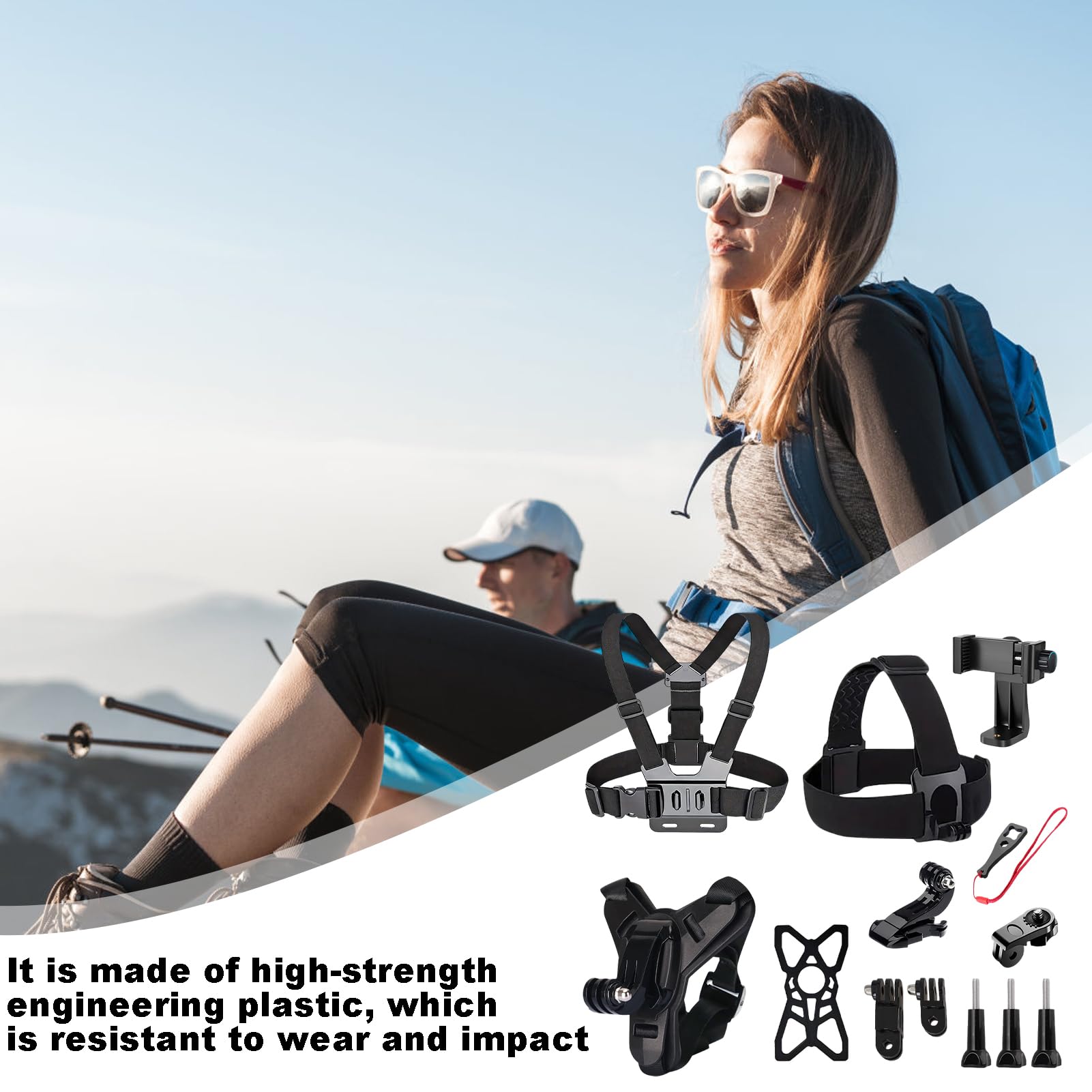 Accessoires pour caméras d'action,accessoires pour caméras d'action | Accessoires de caméra, sangle de poitrine de cyclisme, clip de téléphone - Kit de support de caméra d'action professionnel pour la