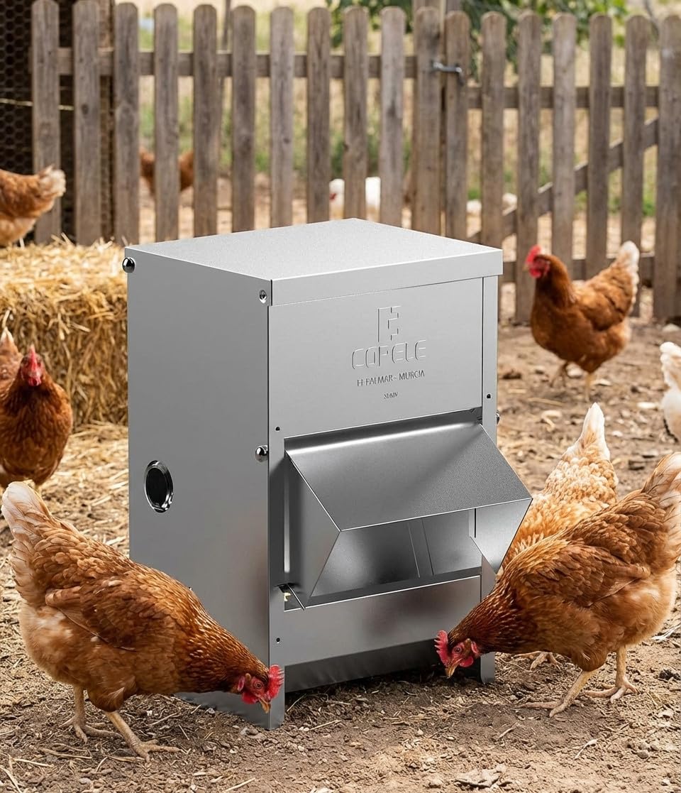 Mangiatoia galline tramoggia esterna con visiera 12 kg, 24x20x50 cm