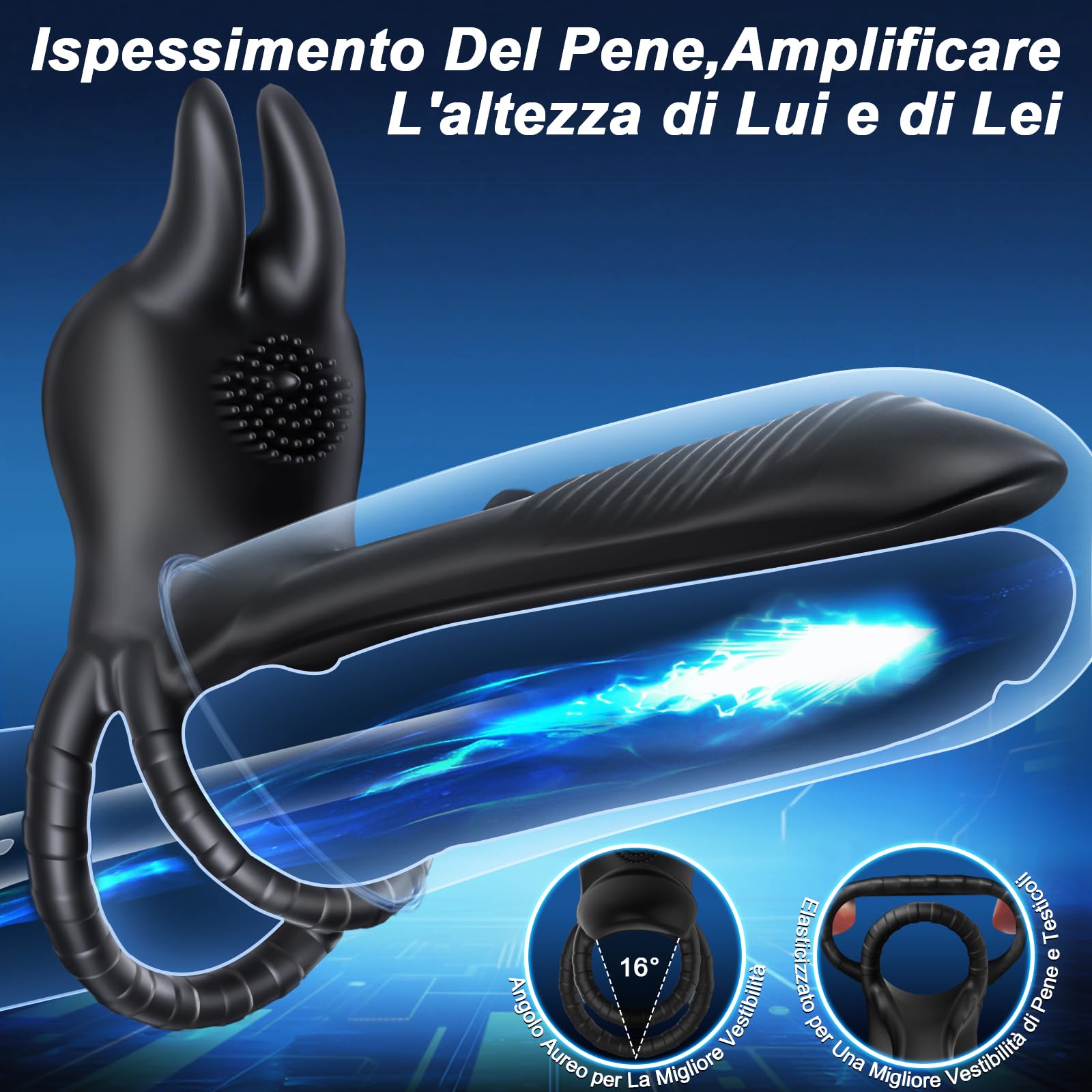 Anello Vibrante per Lei e Lui Sex Toys,4 in 1 Doppio Anello per Pene da Uomo Sexytoysys Uomo Coppia 10Modalità Vibratore con Telecomando Stimolatore per Clitoride Cockring Vibratori Anelli Pene Uomini
