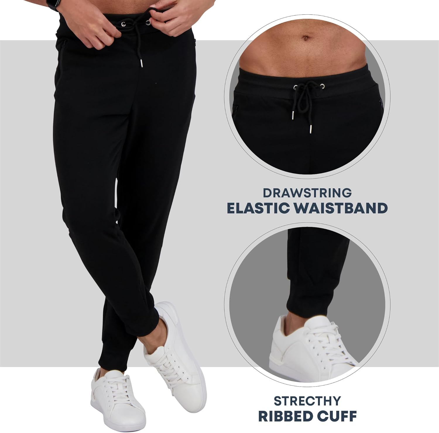 Fleece Mens Joggers with Zipper Pockets, Mens Sweatpants, Workout Sweats for Men S-2XL - Image 3
