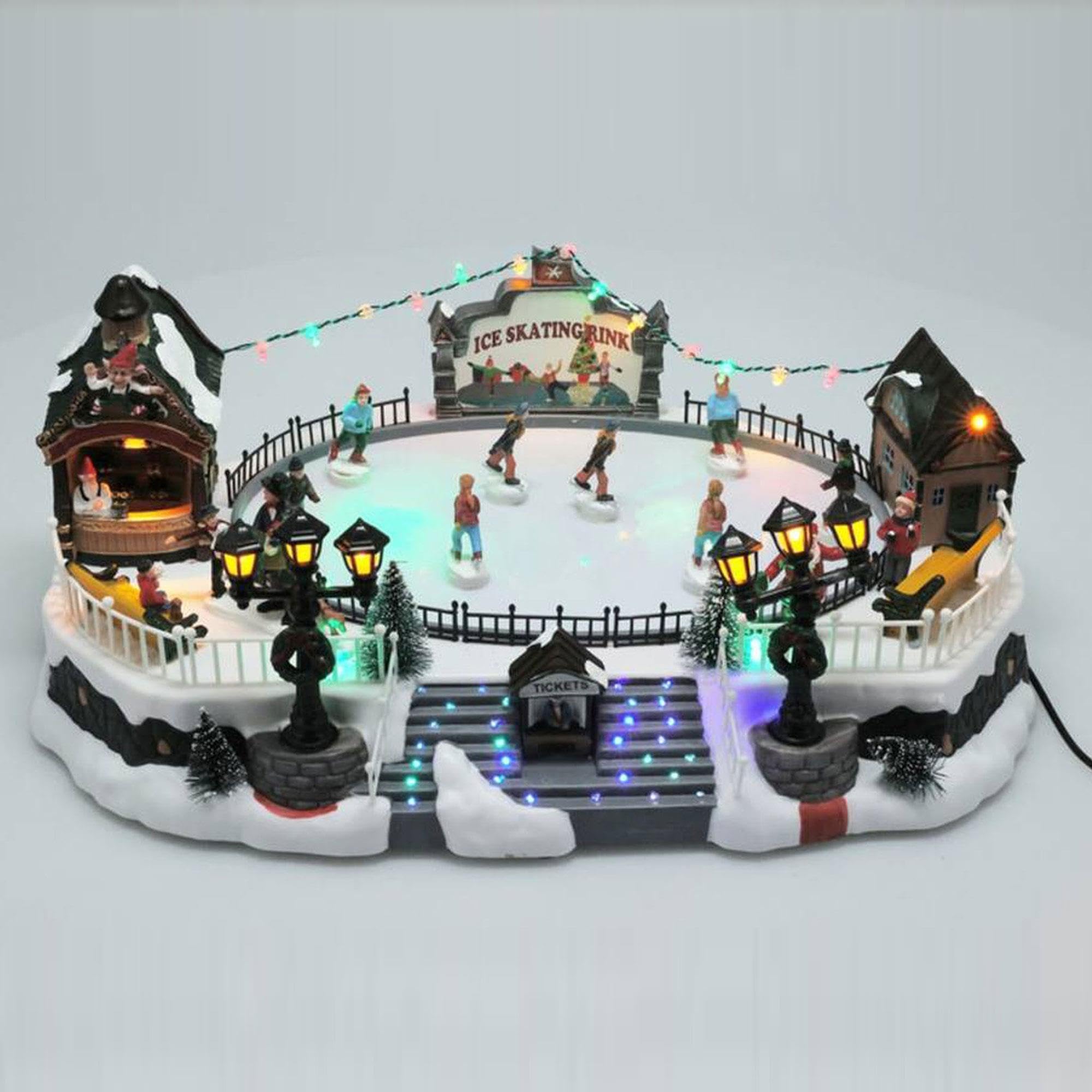 Well Home Patinoire décorative de Noël avec lumières LED et Mouvement 21 x 22,5 x 39 cm