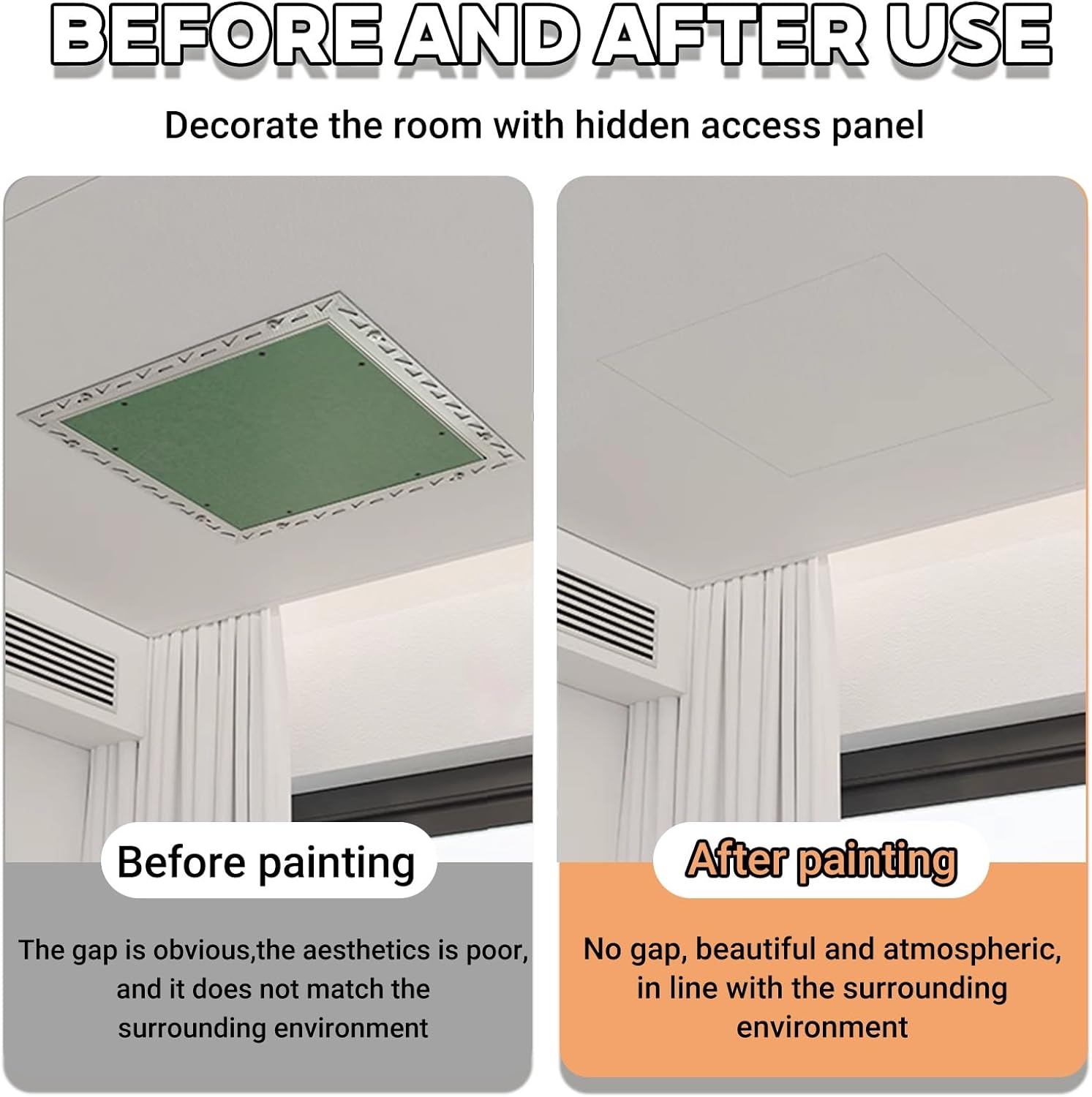 Hidden Ceiling Access Panel for Drywall,Self Adhesive Plumbing Cables Access Doors,Paintable Plumbing Door Cover,Aluminum Garage Attic Hatch for Decoration of Hidden Lines and Pipes