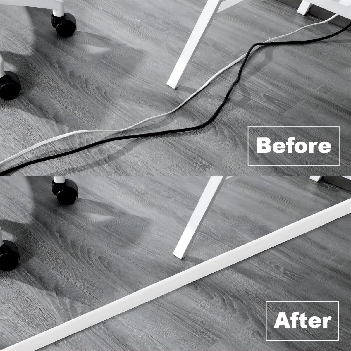 Passe Cable Sol Autocollante Flexible - 3 m x 30 mm x 10 mm, Cachez et Protégez les Câbles, pour la maison, le bureau, l'école, l'entrepôt (3 m, gris)