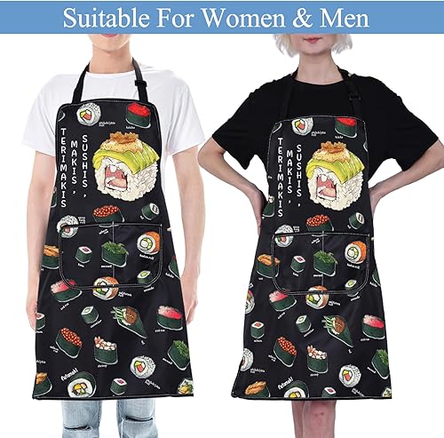 Miniatura 4 de CMNIM Delantales japoneses para sushi con bolsillos, para sushi, chef, para sushi, cocina, cocina japonesa, para regalar a los amantes del sushi
