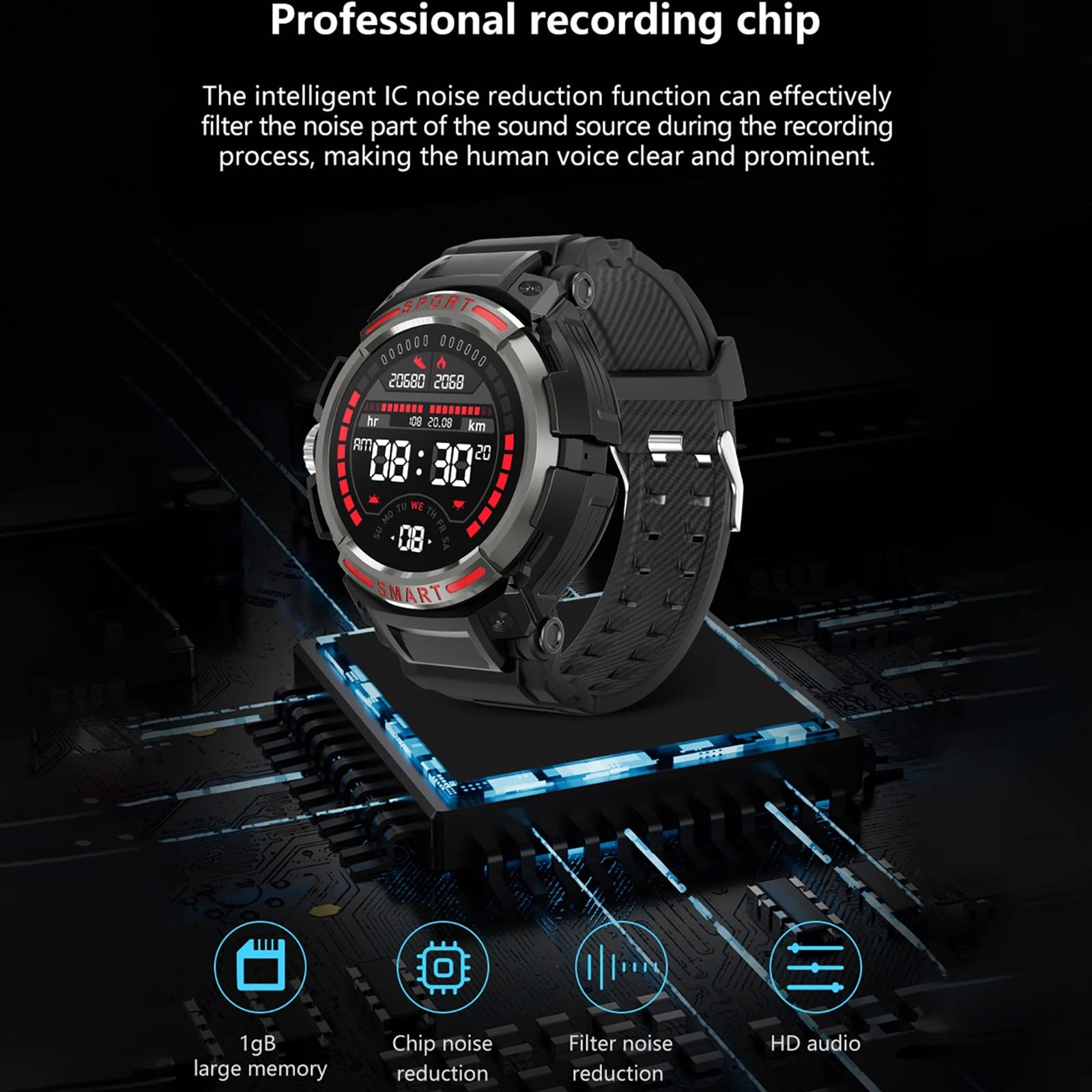 Reloj Inteligente 2 en 1 con Auriculares, Pantalla táctil HD de 1,43 Pulgadas, rastreador de Actividad física con Monitor de sueño de frecuencia cardíaca de oxígeno en Sangre(Black)