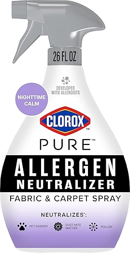 Clorox PURE Allergen Neutralizer Fabric and Carpet Spray, Nighttime Calm, 26 Fluid...