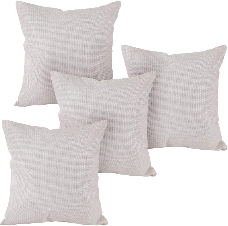 Deconovo Cushion Faxu Linen Sets - Funda de almohada suave para silla, 18.0 x 18.0 in, color blanco, 4 unidades