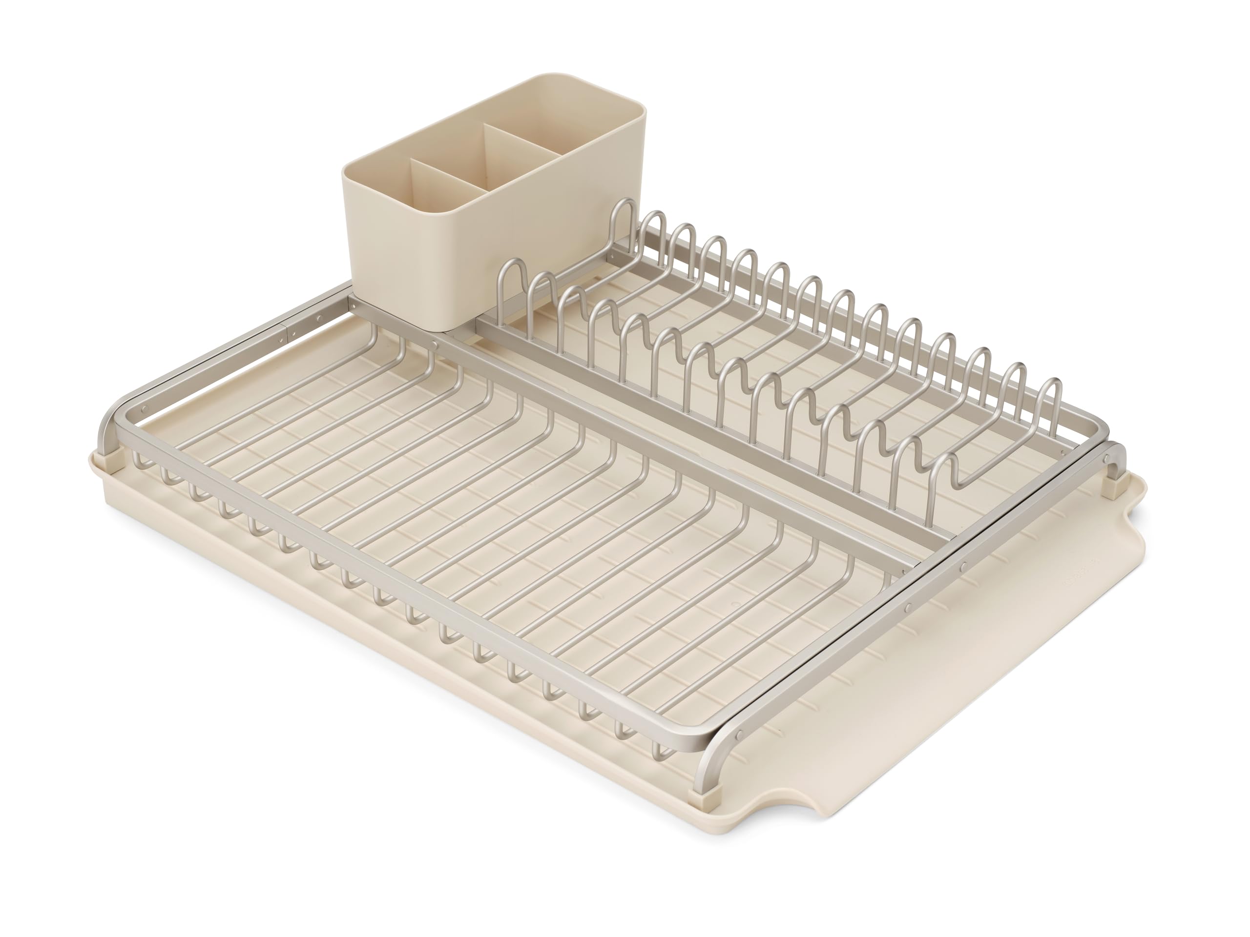 Brabantia SinkSide Geschirrabtropfgestell (Soft Beige), schlankes Abtropfgestell mit abnehmbarem Besteckkorb, vielseitige Geschirrablage für Geschirr und Küchenzubehör