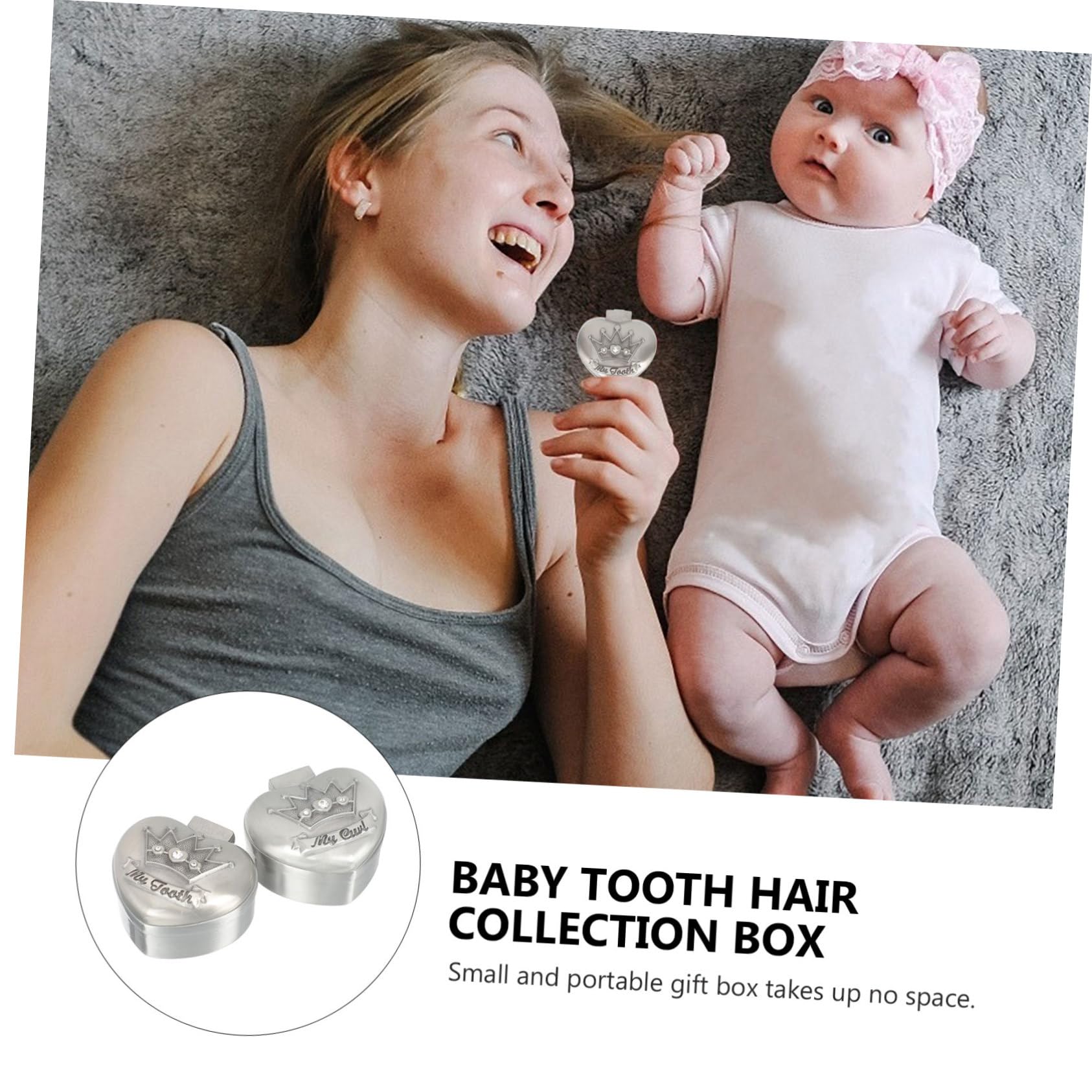 SUPVOX 2pcs Box Blue Keeper Container Holders Storage Deciduous Memory Keepsake Tooth Organizer Saver Born First Girl Tooth Holder Zinc Alloy Silver