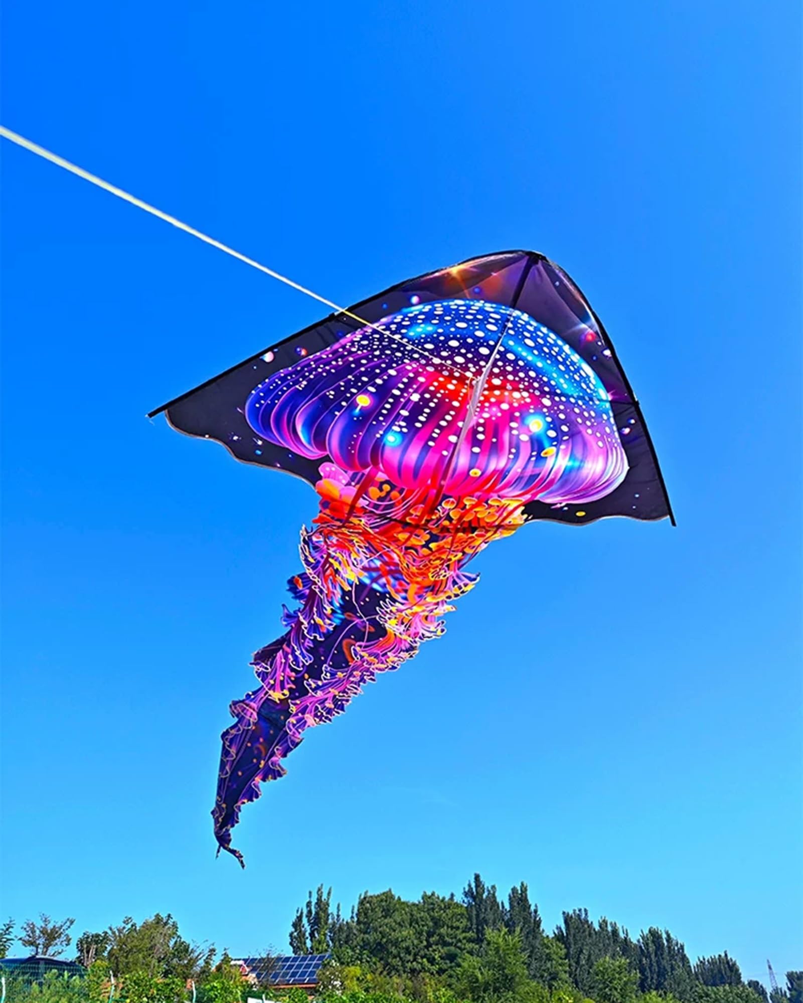 Cometa De Medusa Grande para Adultos, De Una Sola Línea con Enrollador, Postes De Vidrio Y Tela De Rejilla, Cometa Al Aire Libre para Playa Y Parque(String1312ft,55x110in)