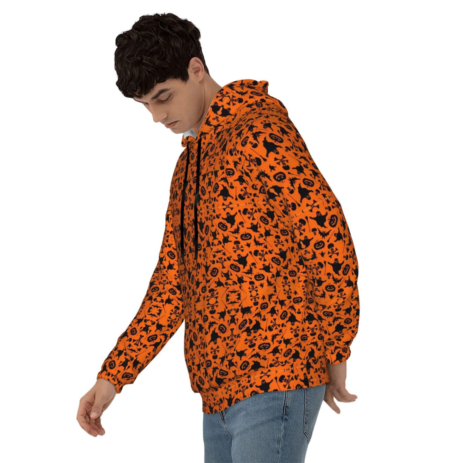 Męska bluza z kapturem z nadrukiem na Halloween, casualowa grafika z nadrukiem bluzy z kapturem z kieszenią