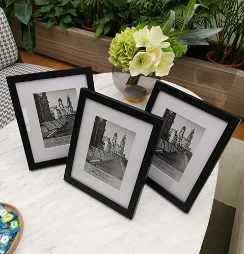 Miniatura 6 de Meetart Marcos de fotos negros de 8 x 10 pulgadas de 5 x 7 pulgadas, paquete de 3 piezas, en vidrio de plástico, material de madera de fibropanel de