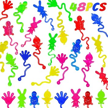Voiiake Easter Egg Fillers & Basket Stuffer Essentials - 48Pcs Mini Sticky Toys Hands for Kids Teens Boys Girls, Bulk Party Favors Supplies , Treasure Box Toys for Classroom , Egg Hunt Party Supplies