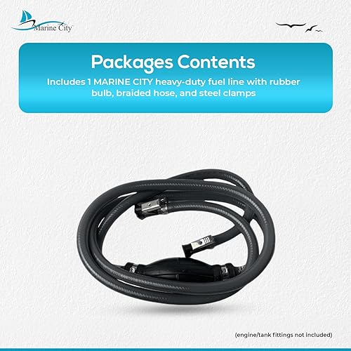 Miniatura 7 de MARINE CITY Conjunto de línea de combustible de alta resistencia para barco, manguera de combustible fuera de borda de nailon de 8.8 pies, diámetro