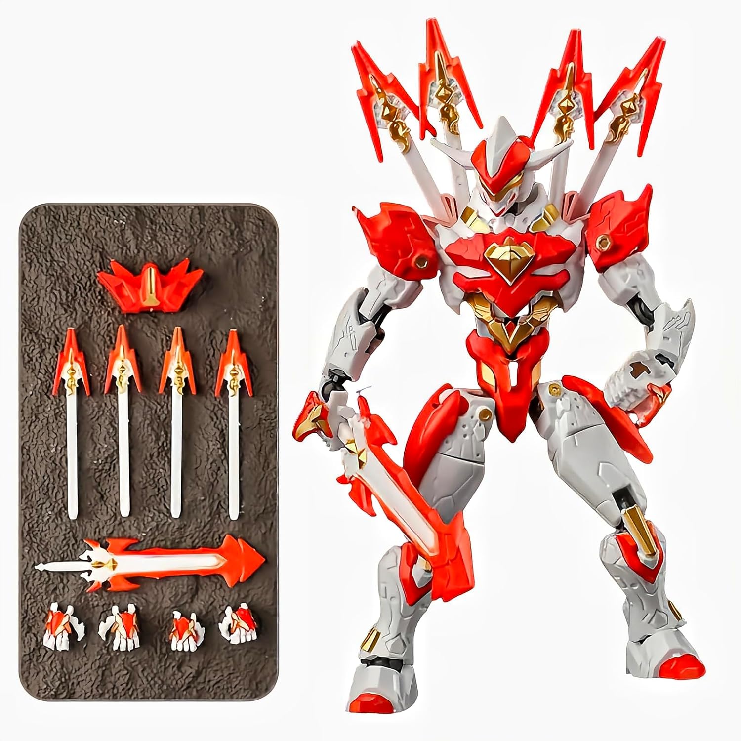 Demon Mecha Robot Action Figure, Multi-Jointed Movable Dummy T13 Articulated Cool Samurai Figure, Fantasy Demon Display Model (Assembly Required) (B-Flame Blade)