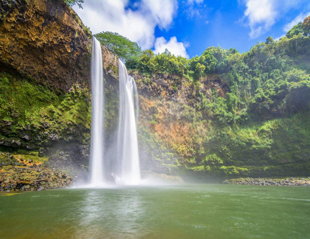 DIY 5D Diamond Painting Kit Waterfall Amazing Twin Wailua Waterfalls Kauai Island Hawaii Fall 14