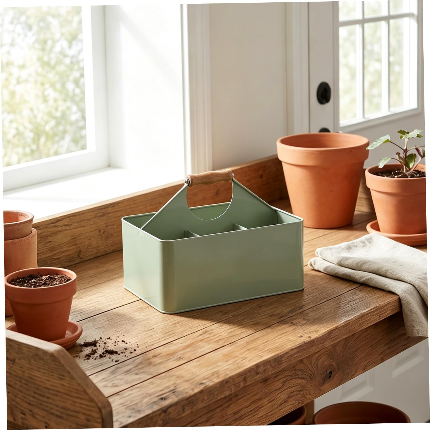 Caja Organizadora de Semillas de Jardín con 4 Compartimentos y Asa
