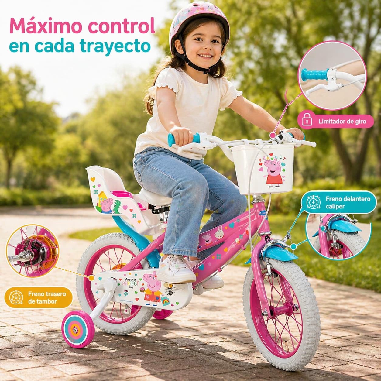 Toimsa Vélo 14" Peppa Pig Rose Enfant Garçon, Multicolore, M