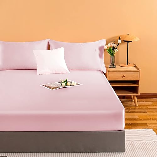 Miniatura 7 de NSGZ Sábana bajera ajustable de satén tamaño Queen, sábana bajera suave de bolsillo profundo, sin arrugas, resistente a la decoloración y