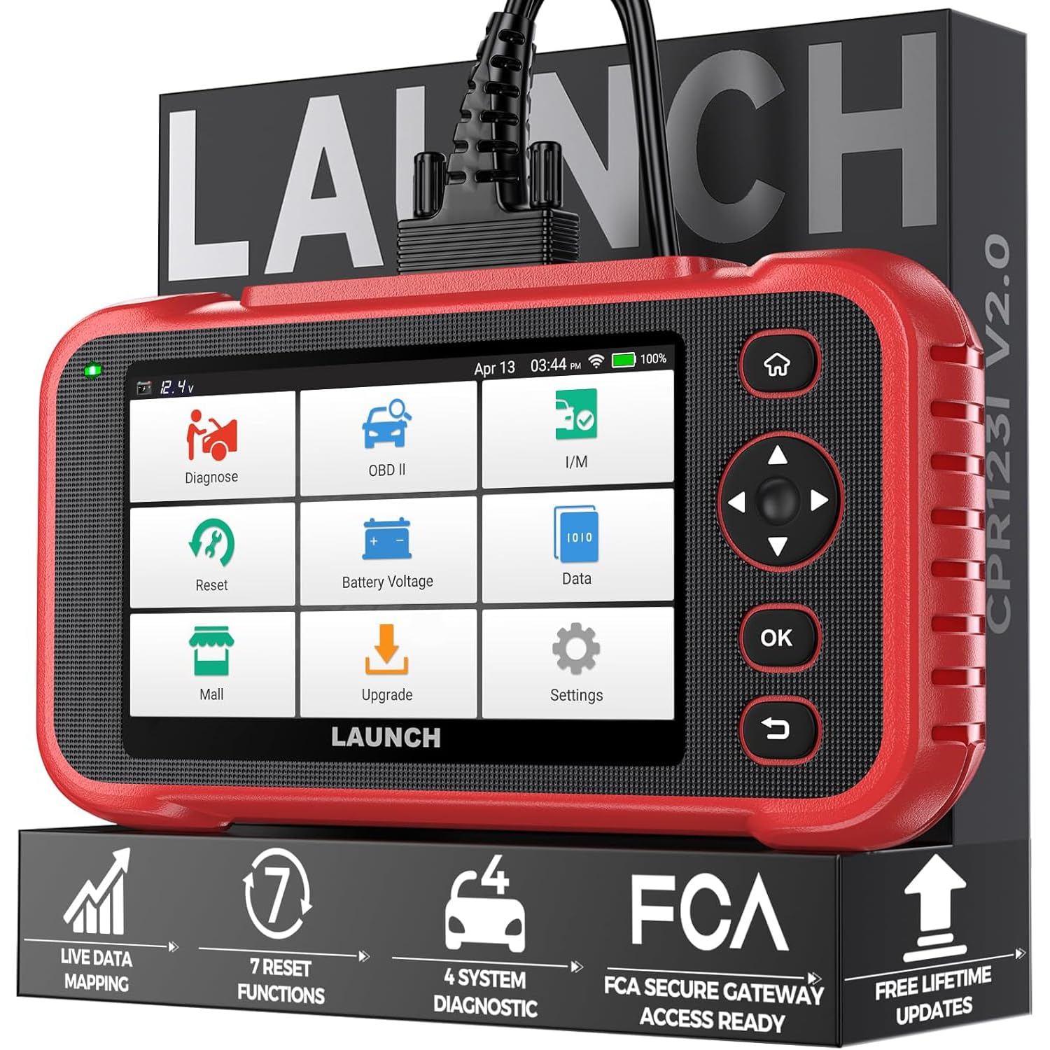 Launch CRP123I V2.0 OBD2 Diagnosegerät Auto, Auslesegerät Auto Check Engine/ABS/SRS/Getriebe Auto Diagnosegerät, Lebenslanges Kostenloses Update, Öl/Bremse/DPF/SAS/BMS/Drosselklappe Rese