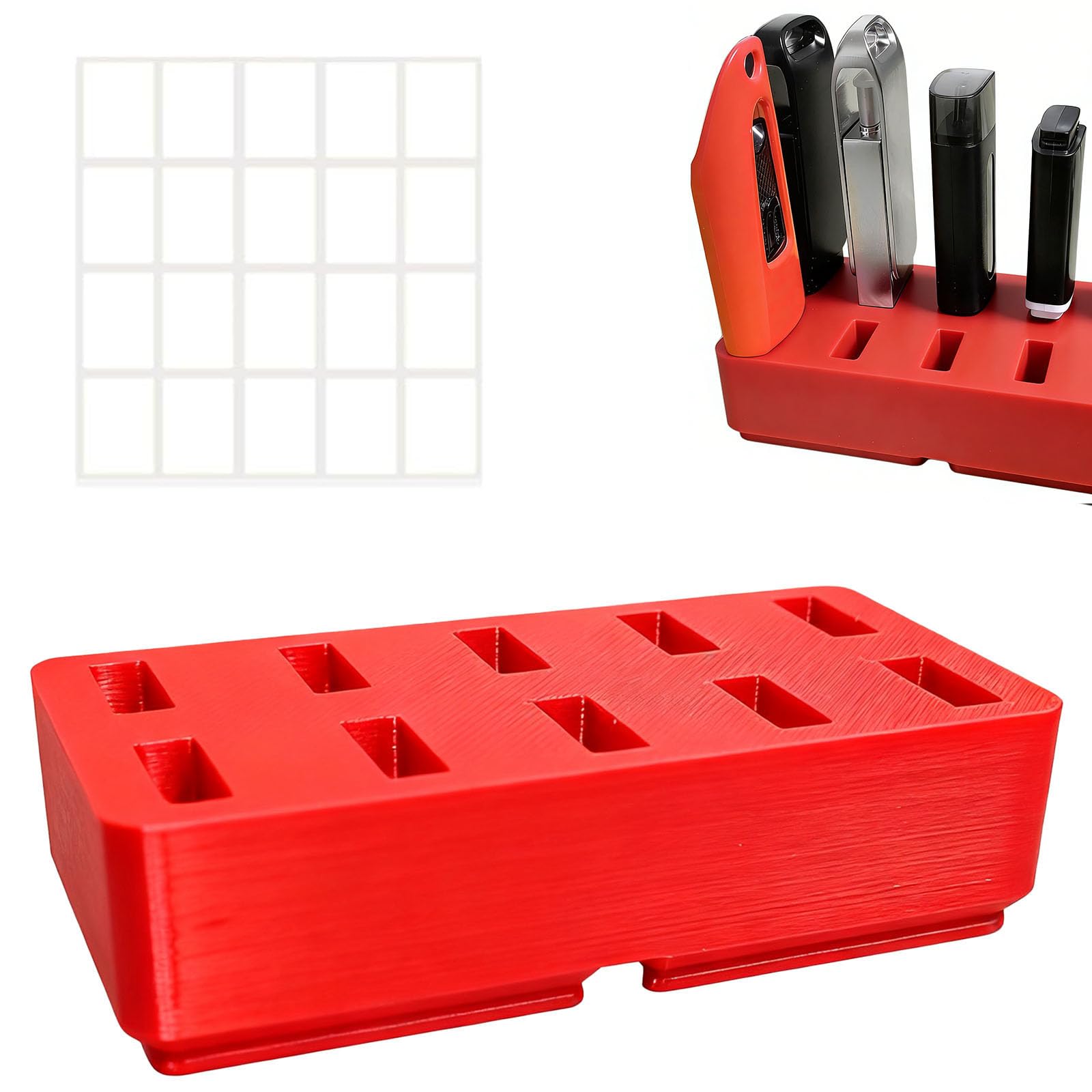 TATMOHIK USB-Stick Organizer 10-Fach USB-A Halter für USB-Sticks, Flash-Drives & Speichersticks Desktop Aufbewahrung Box, Schreibtisch USB Organizer,Rot Computer & Zubehör