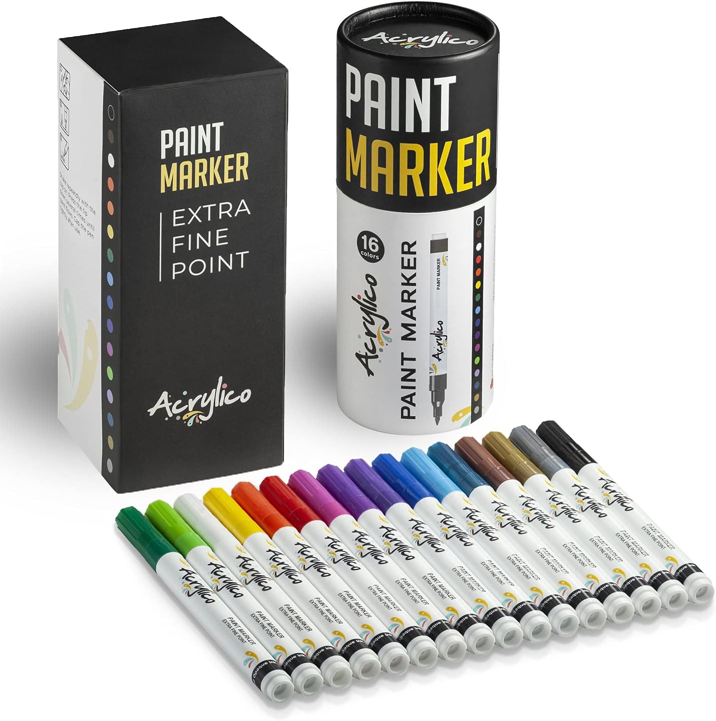 Paint Pens for Rock Painting, Stone, Ceramic, Glass, Wood. Set of 16 Colors Extra Fine Tip Point Acrylic Paint Markers : Arts, Crafts & Sewing