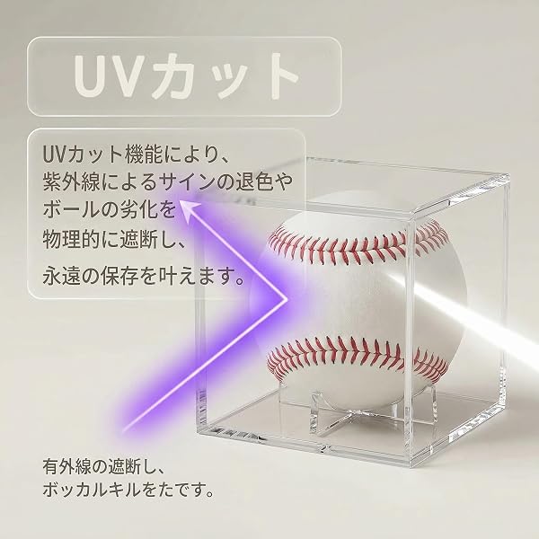 Tubbi サインボールケース 3個セット 野球ボールケース サインボール 野球 ホームランボールケース 野球 劣化、変色を防止する UVカット付き アクリル コレクションケース ボール 大切な記念ボールやホームランボールのディスプレイに 硬式野球ボール対応(野球なし) - 2