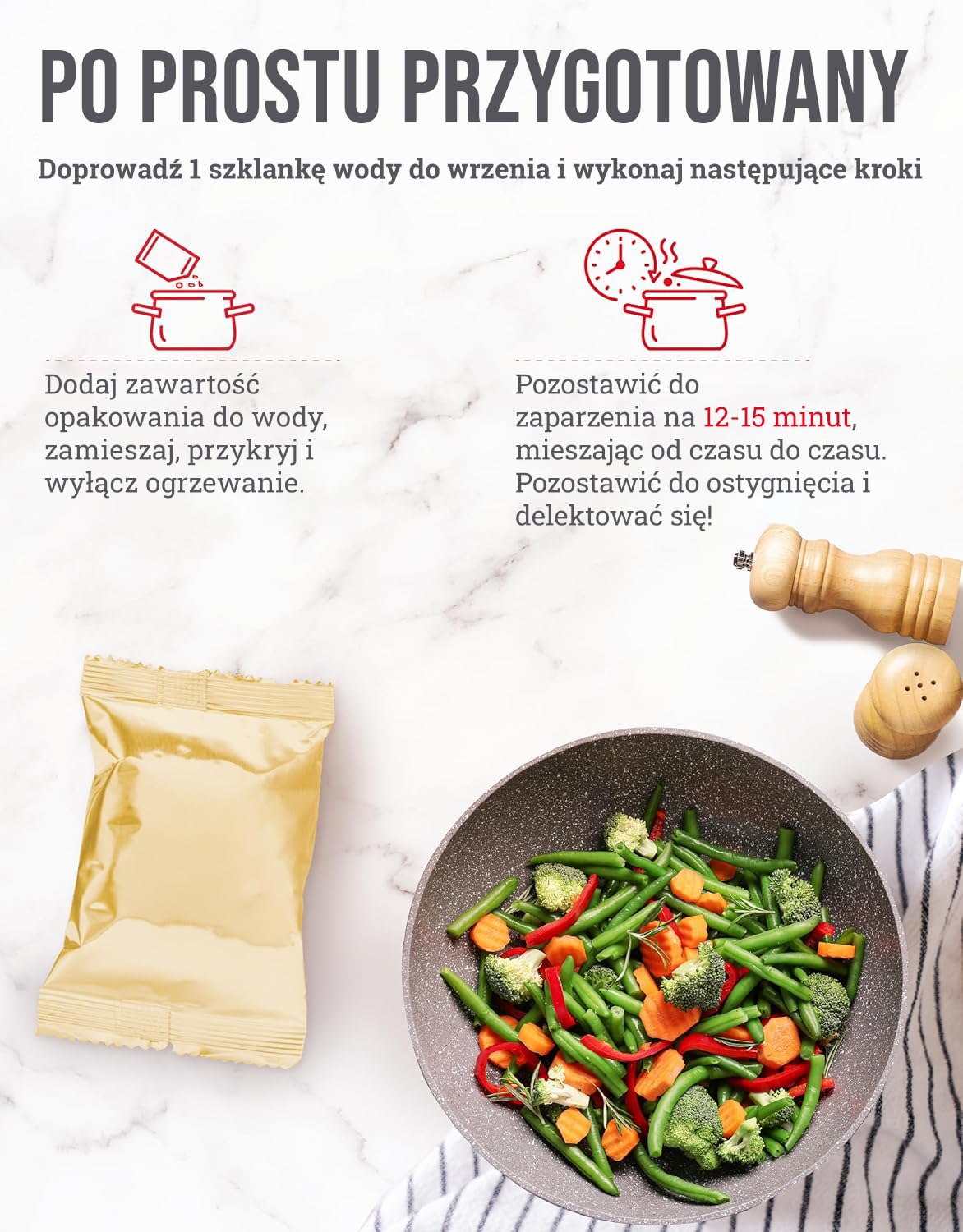 ReadyWise, 120 Porcji, Racja awaryjna, Mieszanka warzywna, Brokuły, Groszek, Fasolka szparagowa i Kukurydza, Liofilizowana, Długoterminowe zaopatrzenie w żywność, 25-letnie przechowywanie