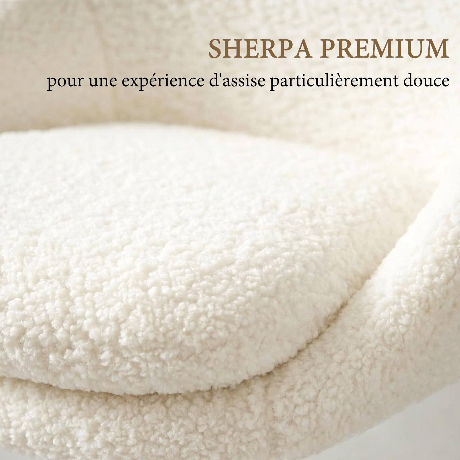 Hellove Chaise Coiffeuse Sherpa Blanc, Tabouret de Coiffeuse 360° Pivotant, Tabouret Siège Vanity Chair Hauteur Réglable avec Rembourrage Épais (10 cm) Double Couche pour Salon Chambre, 127 KG